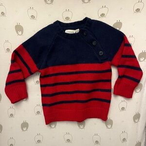 Jojo Maman Bebe Toddler Wool Navy and Red Striped Knit Sweater